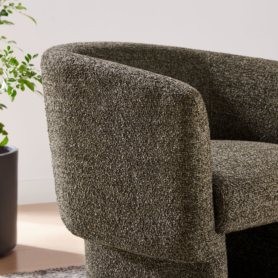 Medinaceli Boucle Fabric Barrel Accent Chair in Antique