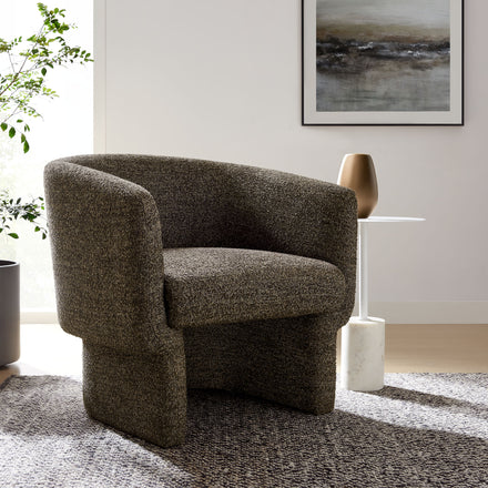 Muse Boucle Fabric Barrel Accent Chair in Antique