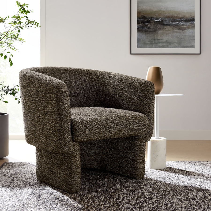 Medinaceli Boucle Fabric Barrel Accent Chair in Antique