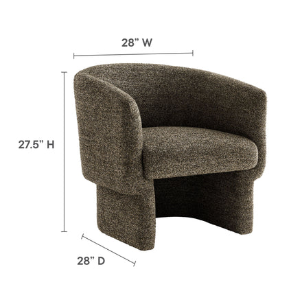 Muse Boucle Fabric Barrel Accent Chair in Antique