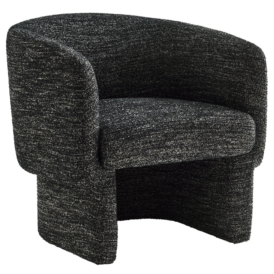 Medinaceli Boucle Fabric Barrel Accent Chair in Charcoal