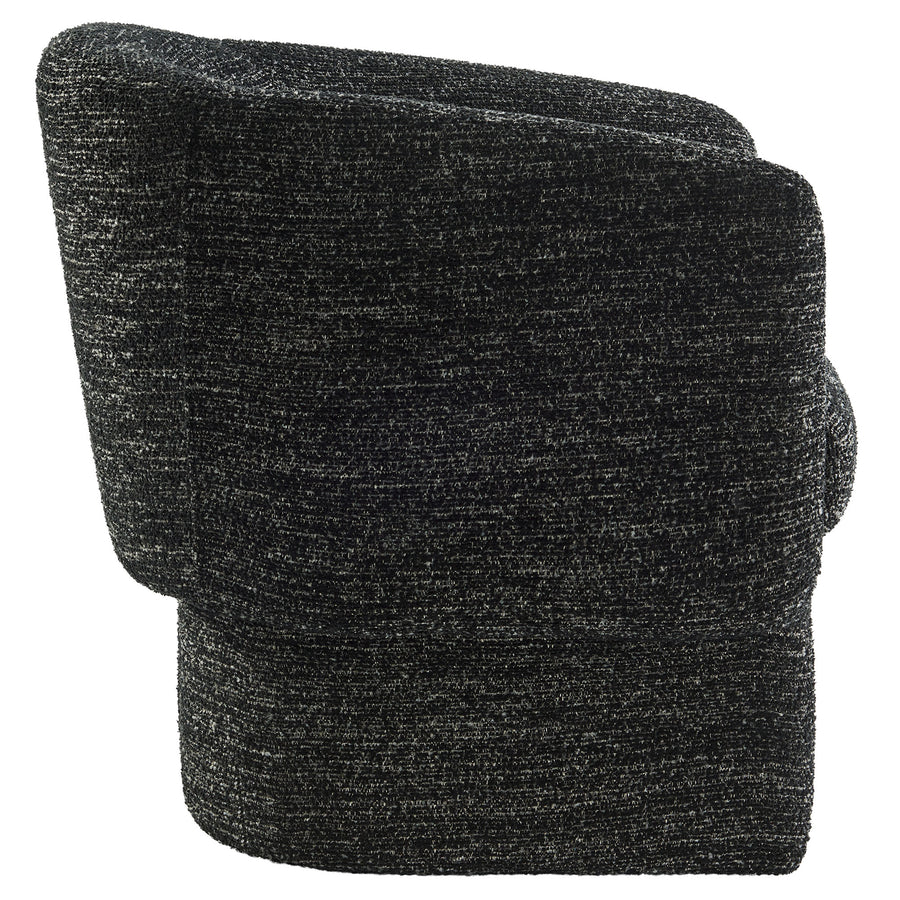 Medinaceli Boucle Fabric Barrel Accent Chair in Charcoal