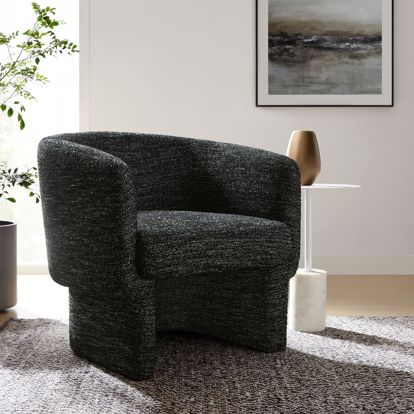 Muse Boucle Fabric Barrel Accent Chair by Furniture For America
