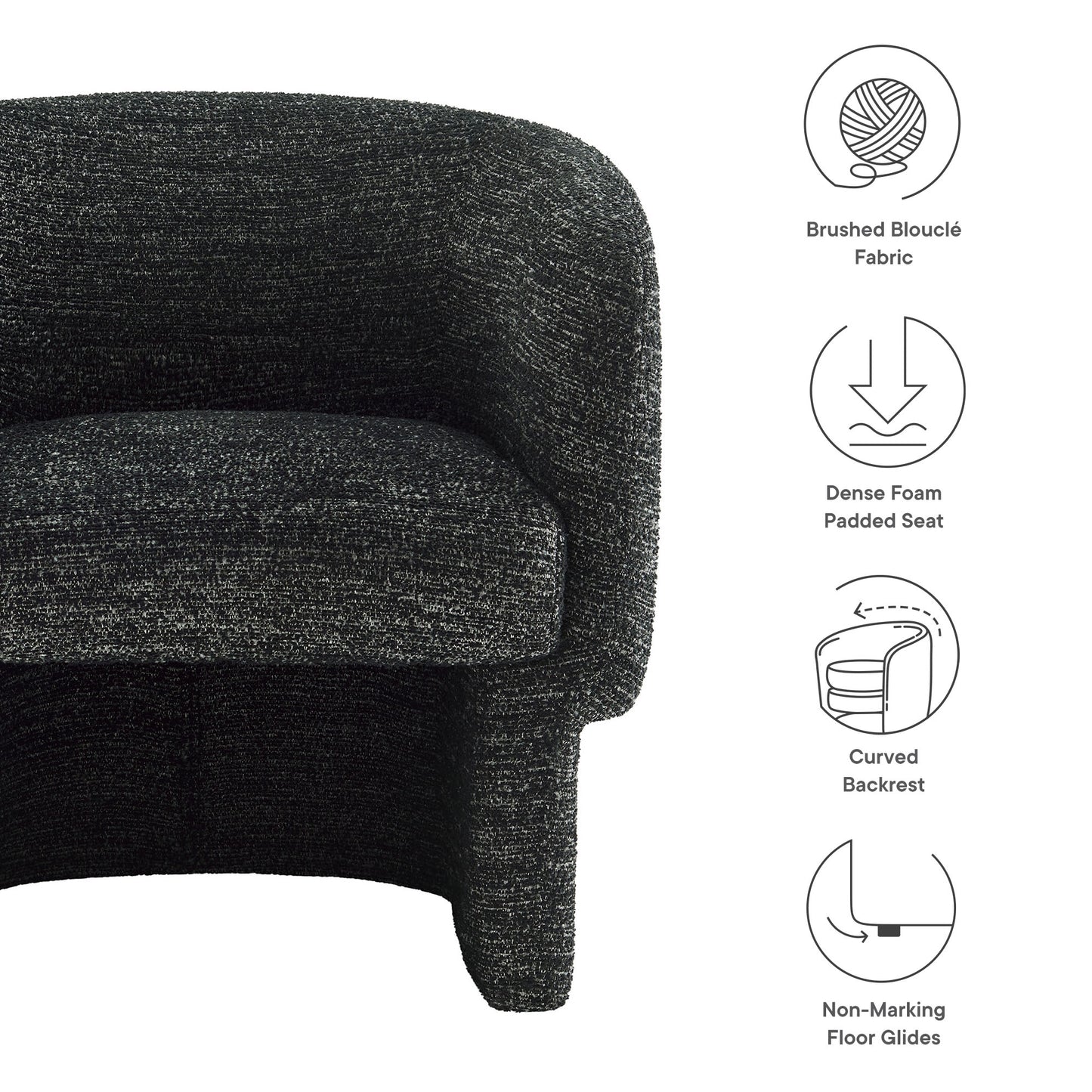 Muse Boucle Fabric Barrel Accent Chair by Furniture For America
