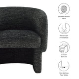 Medinaceli Boucle Fabric Barrel Accent Chair in Charcoal