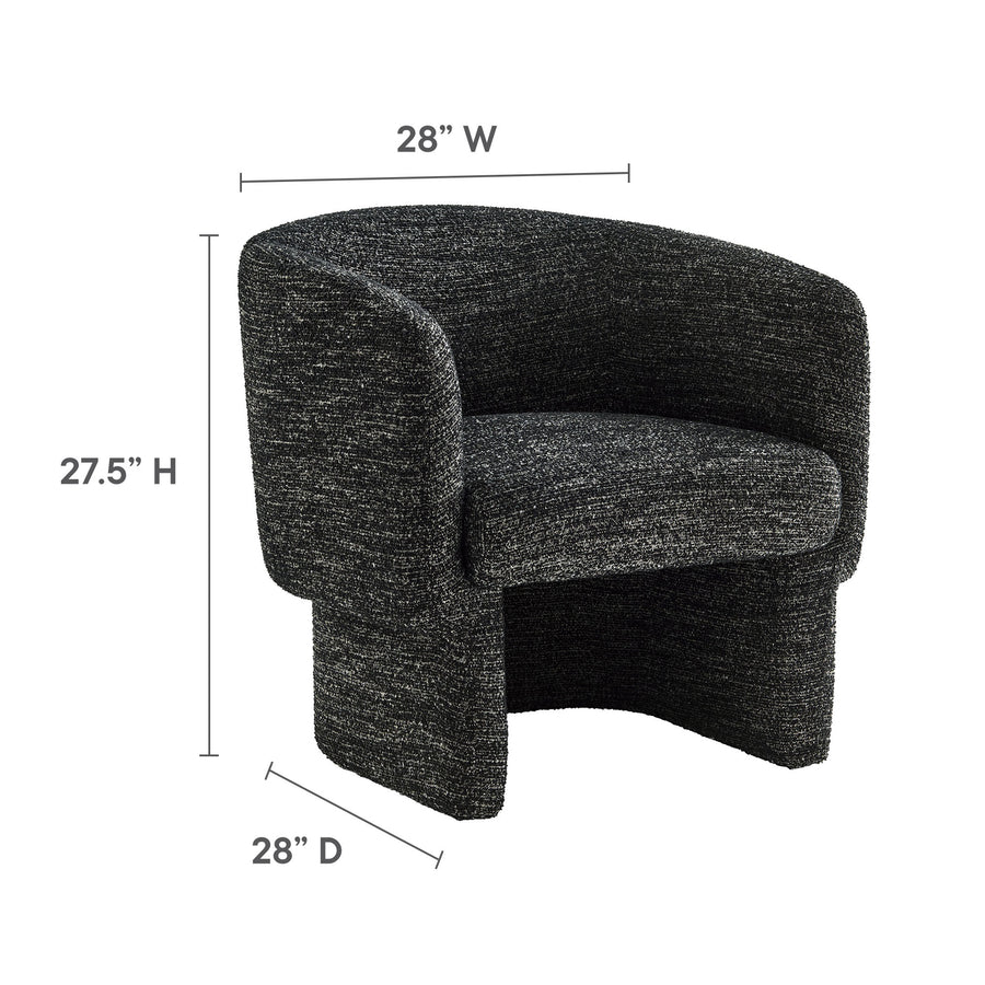 Medinaceli Boucle Fabric Barrel Accent Chair in Charcoal