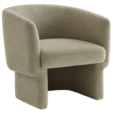 Muse Boucle Fabric Barrel Accent Chair in Cork