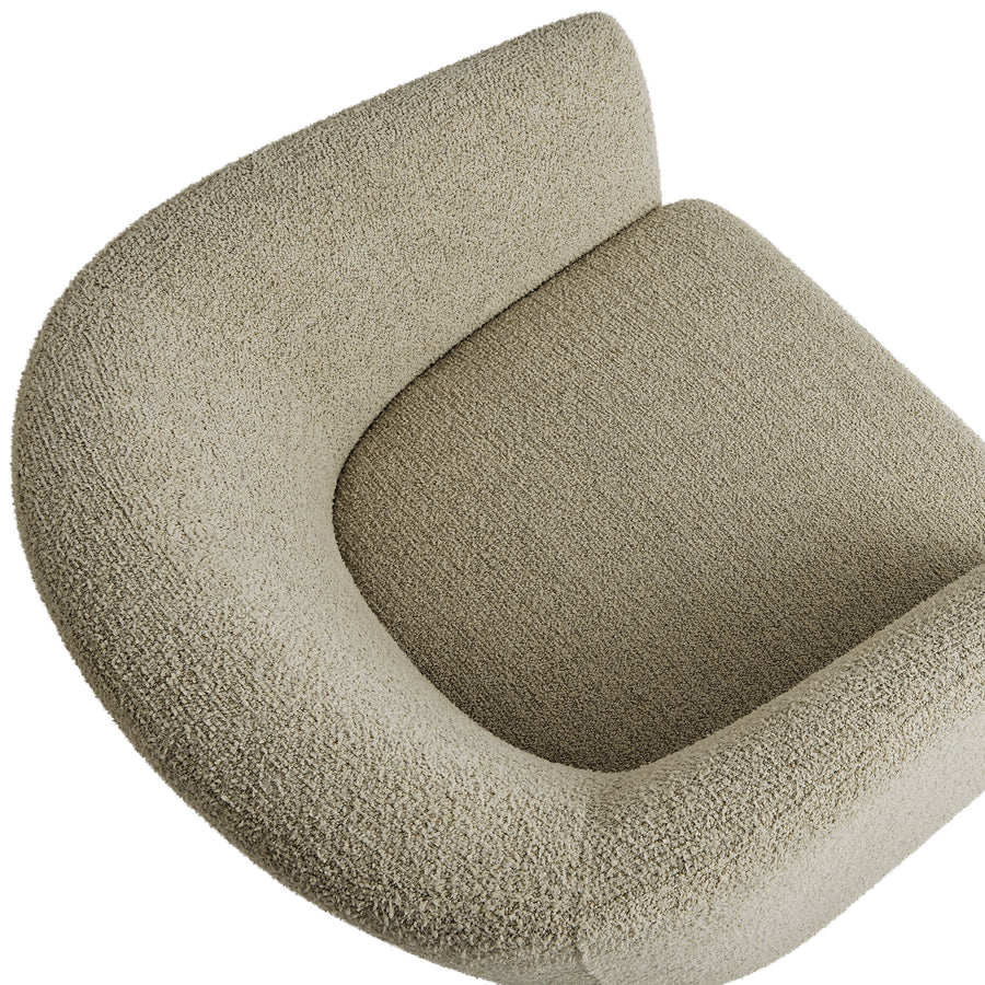 Medinaceli Boucle Fabric Barrel Accent Chair in Cork