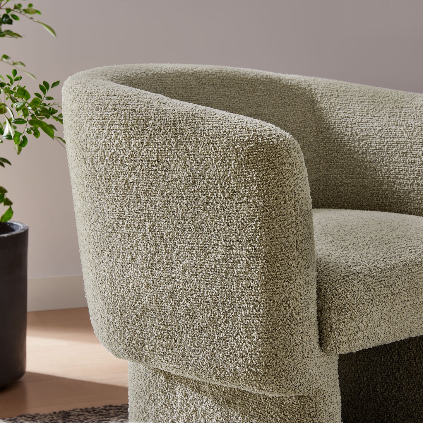 Muse Boucle Fabric Barrel Accent Chair by Furniture For America