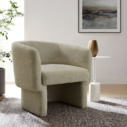 Muse Boucle Fabric Barrel Accent Chair by Furniture For America