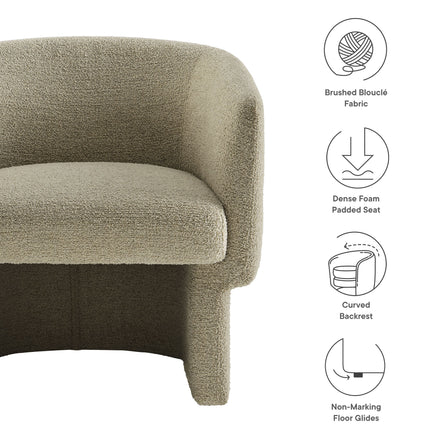 Muse Boucle Fabric Barrel Accent Chair in Cork