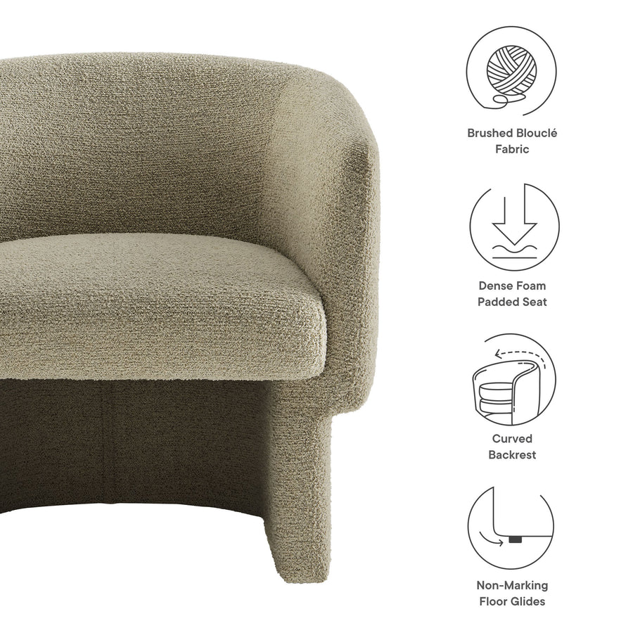 Medinaceli Boucle Fabric Barrel Accent Chair in Cork