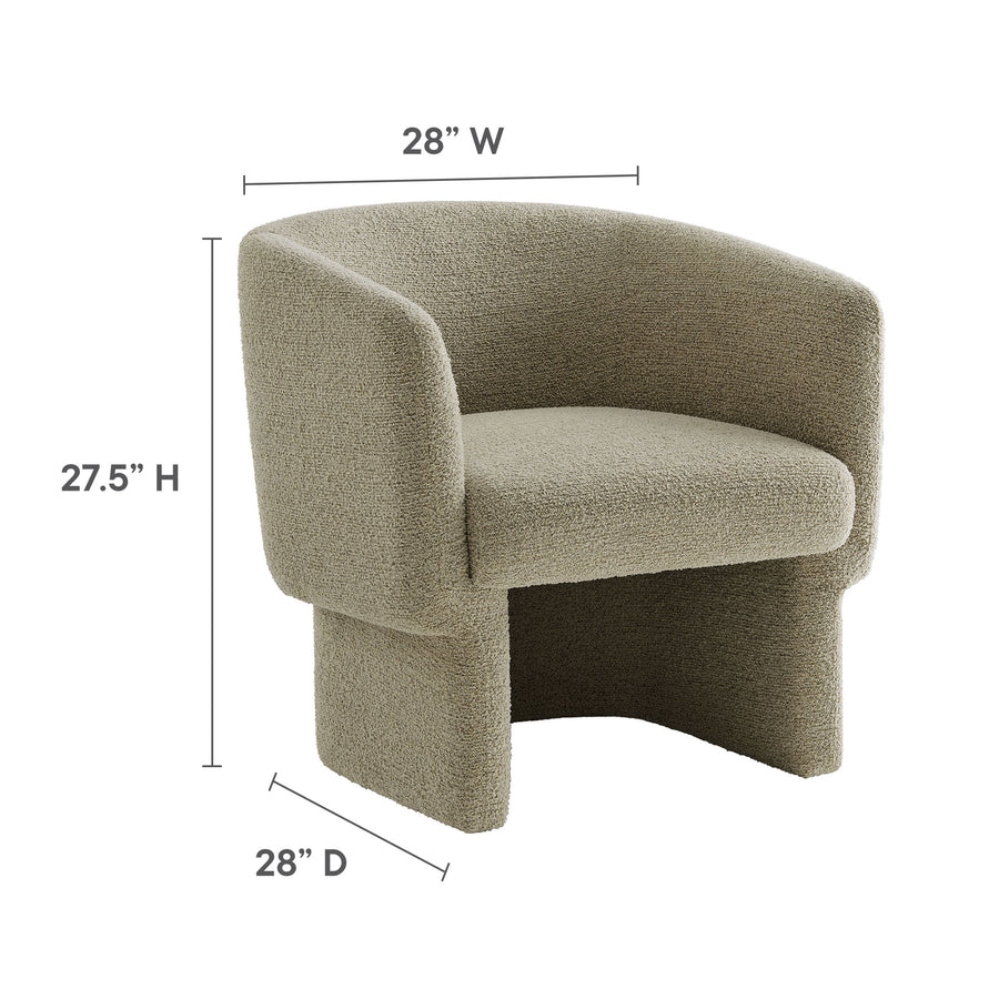 Medinaceli Boucle Fabric Barrel Accent Chair in Cork