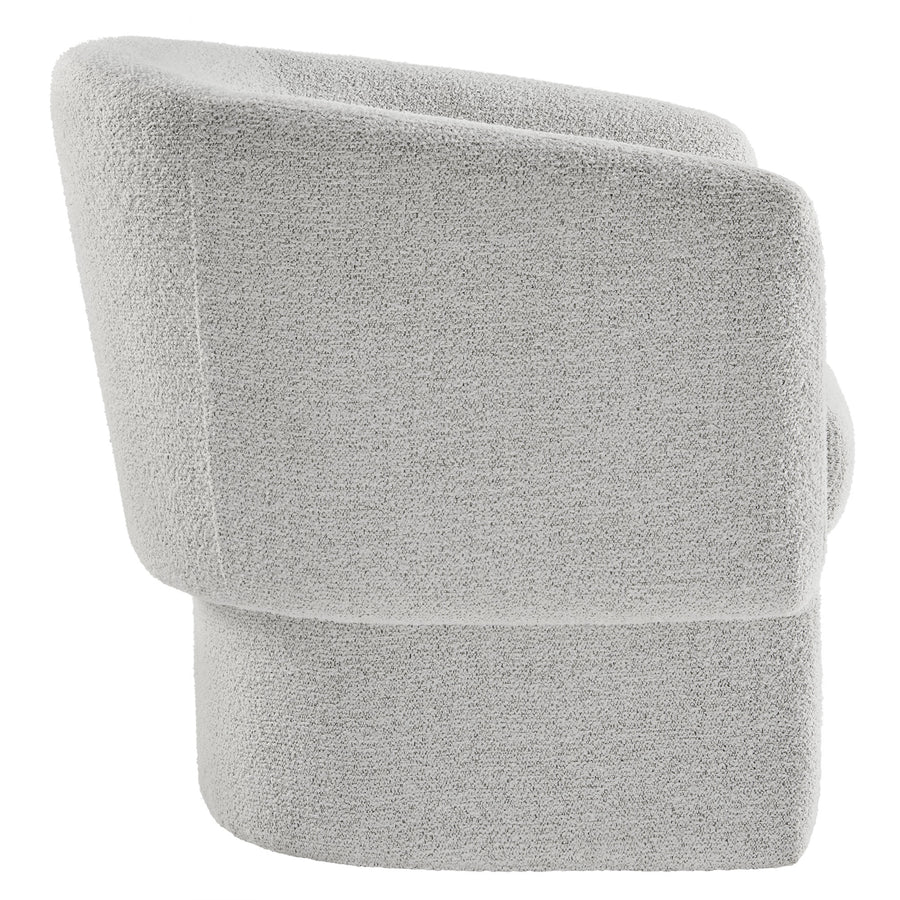 Medinaceli Boucle Fabric Barrel Accent Chair in Newsprint