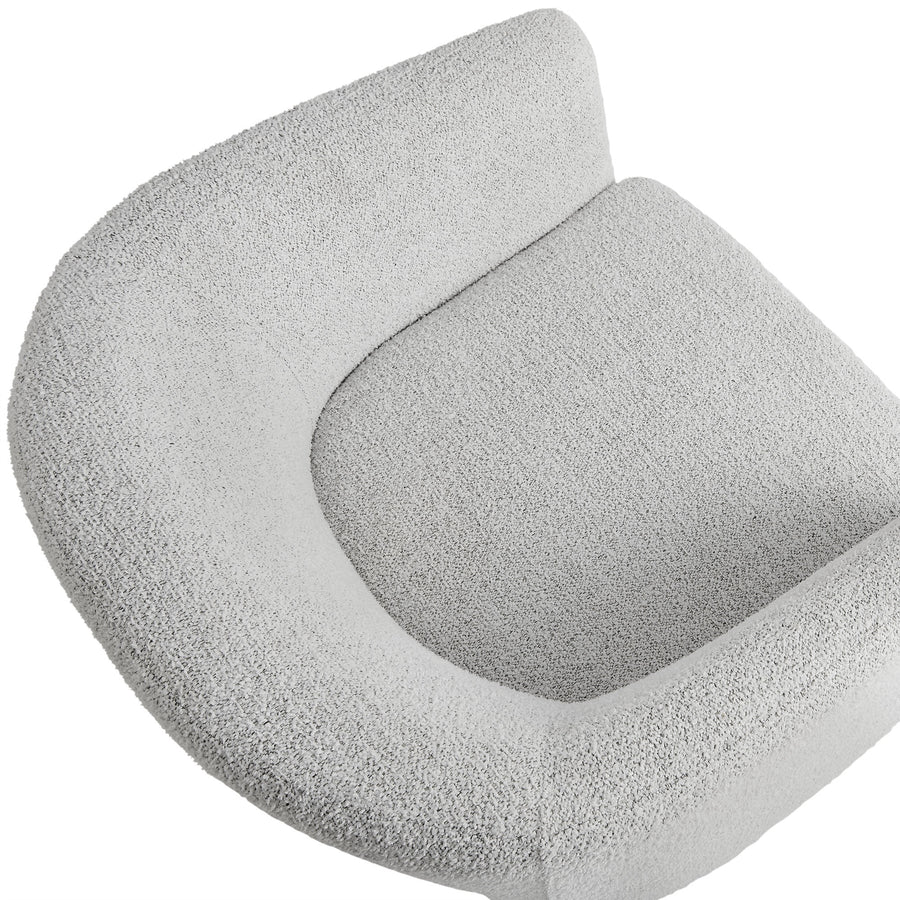 Medinaceli Boucle Fabric Barrel Accent Chair in Newsprint