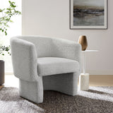 Medinaceli Boucle Fabric Barrel Accent Chair in Newsprint