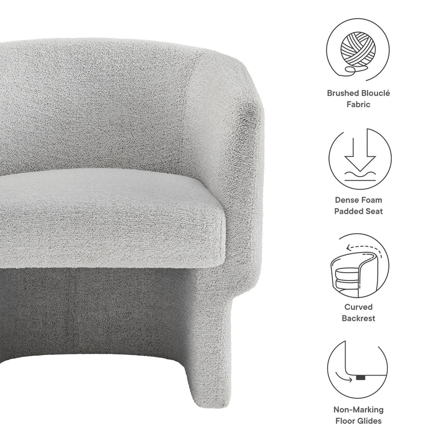 Medinaceli Boucle Fabric Barrel Accent Chair in Newsprint