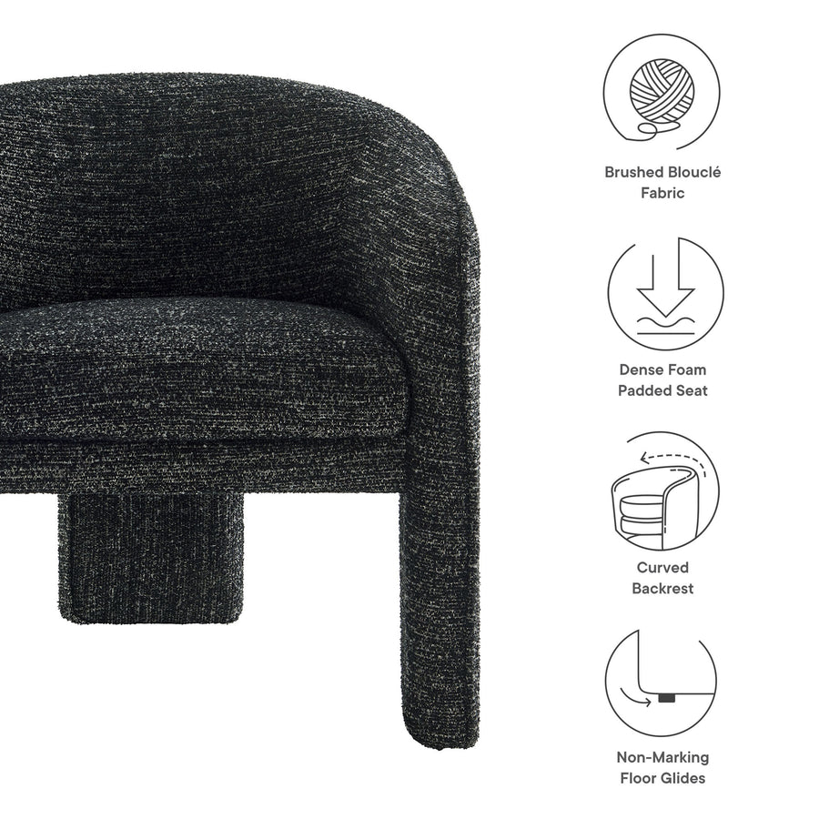Knox Boucle Fabric Upholstered Accent Armchair in Charcoal