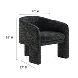 Knox Boucle Fabric Upholstered Accent Armchair in Charcoal