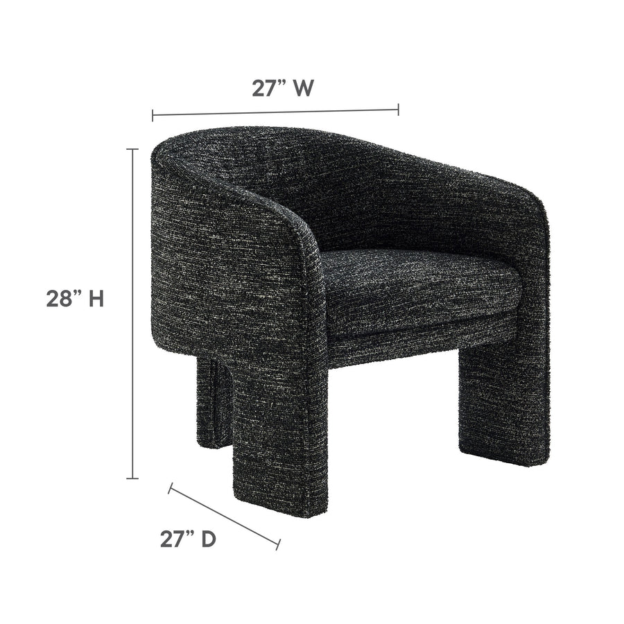 Knox Boucle Fabric Upholstered Accent Armchair in Charcoal
