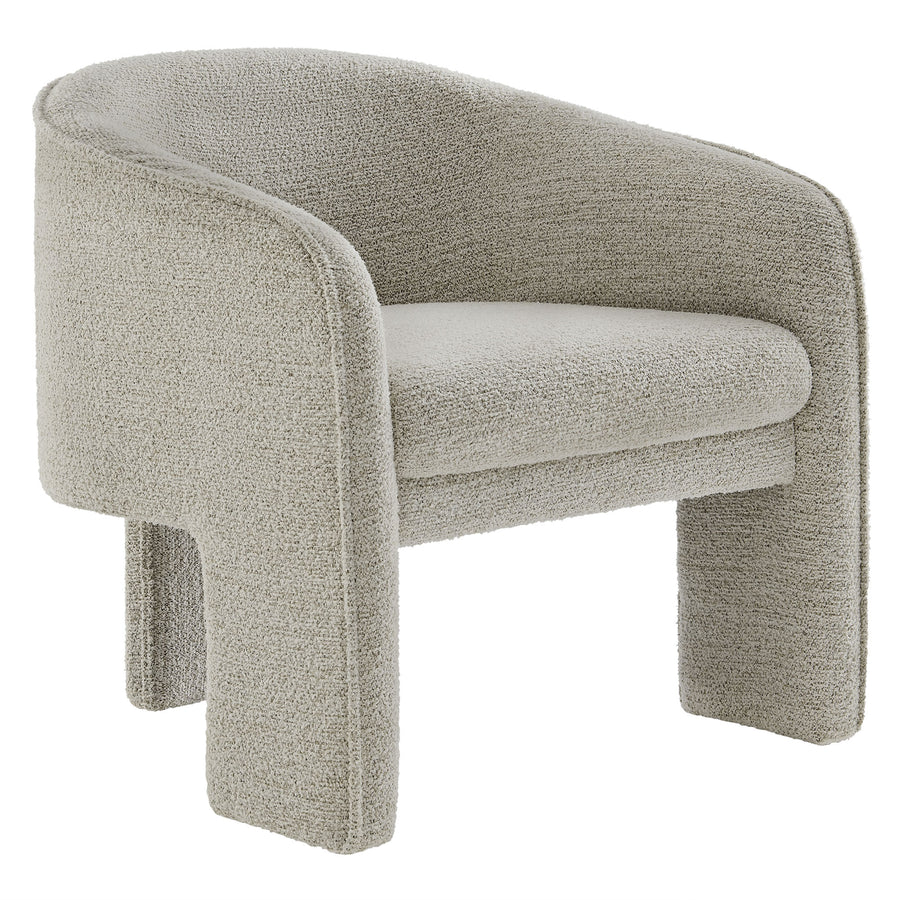 Knox Boucle Fabric Upholstered Accent Armchair in Parchment