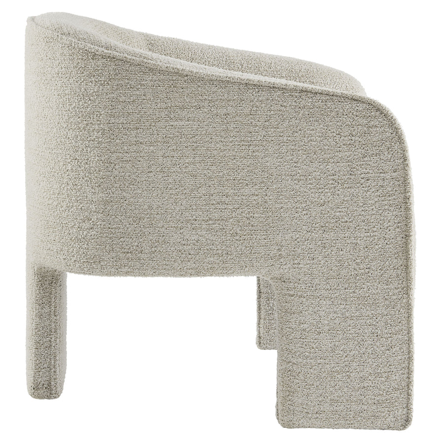 Knox Boucle Fabric Upholstered Accent Armchair in Parchment