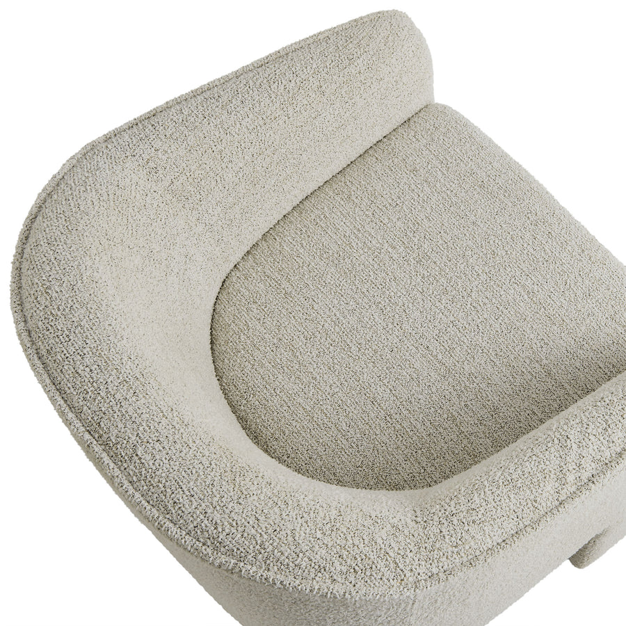 Knox Boucle Fabric Upholstered Accent Armchair in Parchment