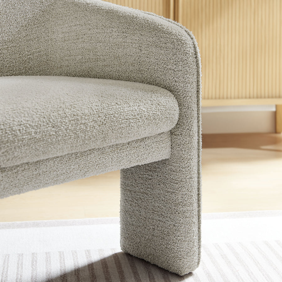 Knox Boucle Fabric Upholstered Accent Armchair in Parchment