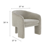 Knox Boucle Fabric Upholstered Accent Armchair in Parchment