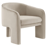 Knox Performance Velvet Upholstered Accent Armchair in Almond