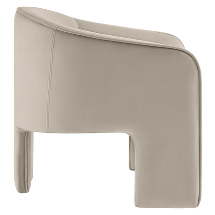 Greer Performance Velvet Upholstered Accent Armchair in Almond