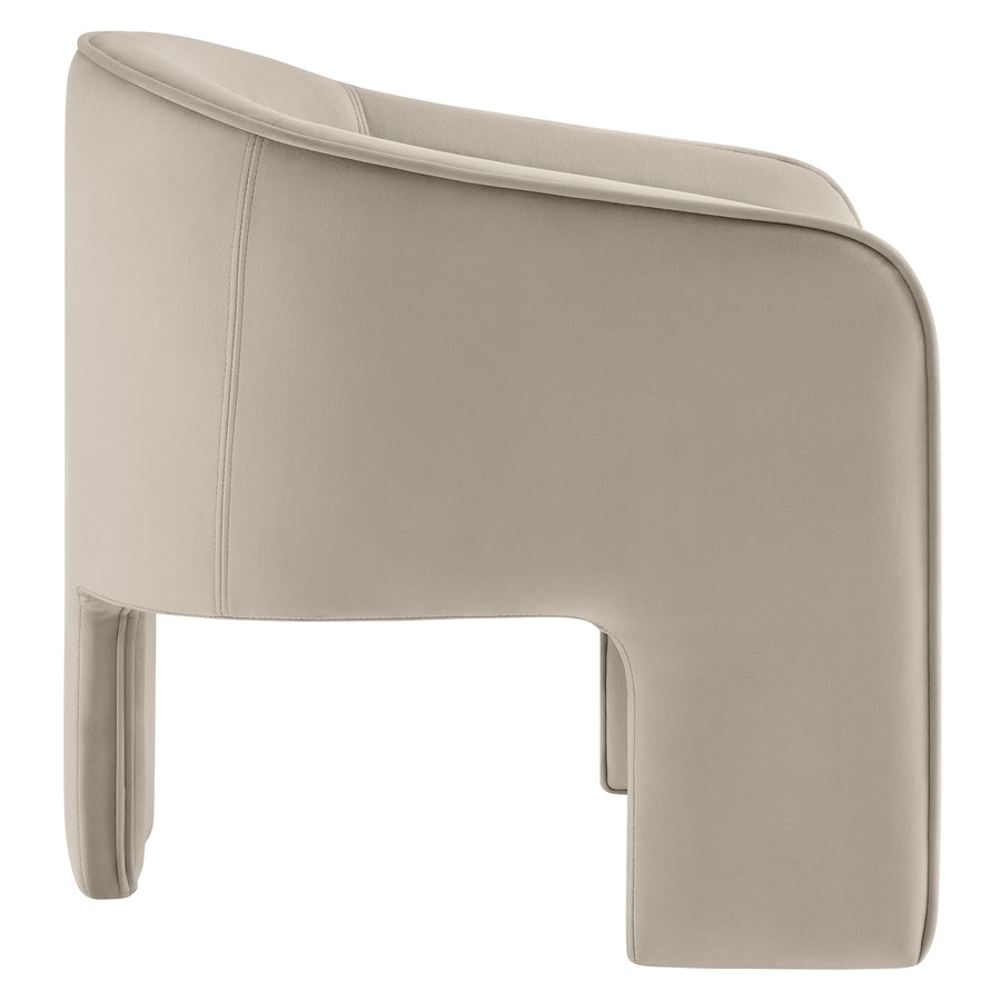 Knox Performance Velvet Upholstered Accent Armchair in Almond