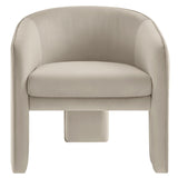 Knox Performance Velvet Upholstered Accent Armchair in Almond
