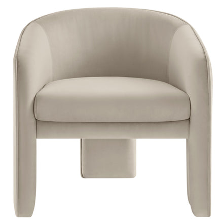 Greer Performance Velvet Upholstered Accent Armchair in Almond
