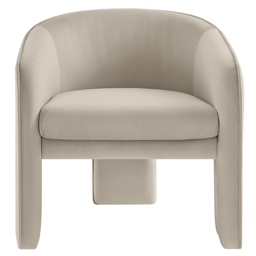 Knox Performance Velvet Upholstered Accent Armchair in Almond