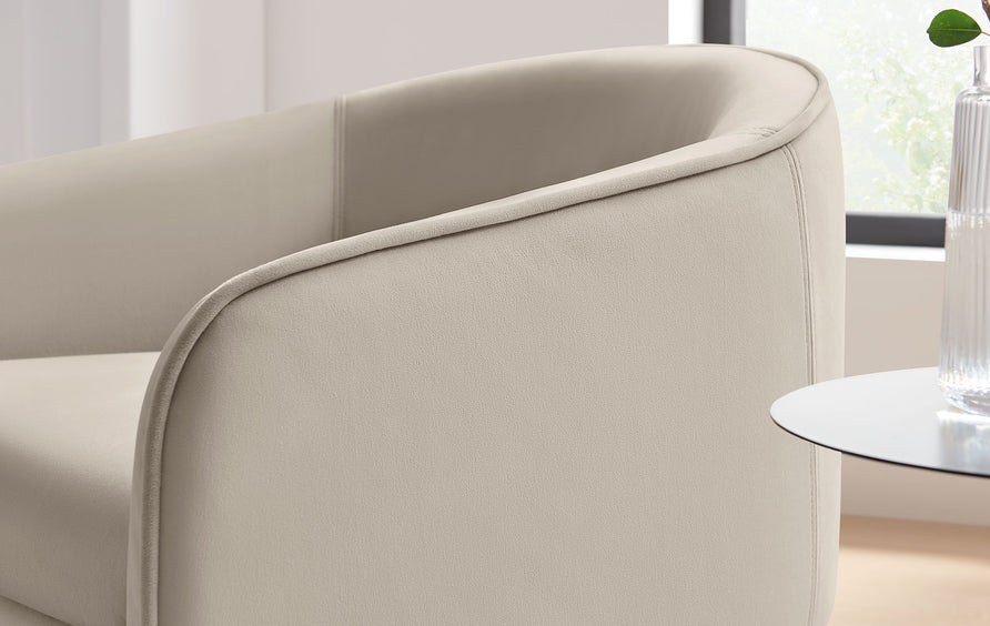 Knox Performance Velvet Upholstered Accent Armchair in Almond