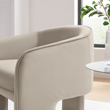 Knox Performance Velvet Upholstered Accent Armchair in Almond