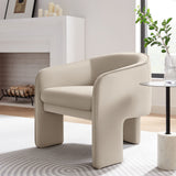 Knox Performance Velvet Upholstered Accent Armchair in Almond