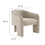 Knox Performance Velvet Upholstered Accent Armchair in Almond