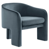 Knox Performance Velvet Upholstered Accent Armchair in Cadet Blue