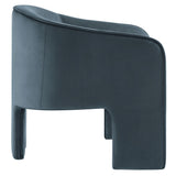 Knox Performance Velvet Upholstered Accent Armchair in Cadet Blue