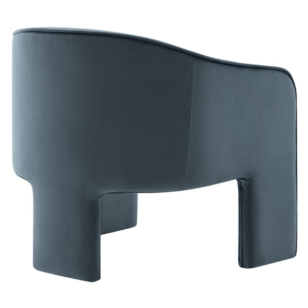 Greer Performance Velvet Upholstered Accent Armchair in Cadet Blue