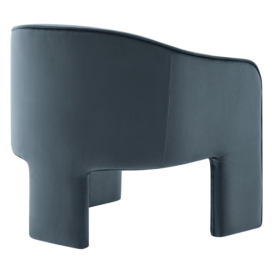 Knox Performance Velvet Upholstered Accent Armchair in Cadet Blue