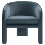 Knox Performance Velvet Upholstered Accent Armchair in Cadet Blue