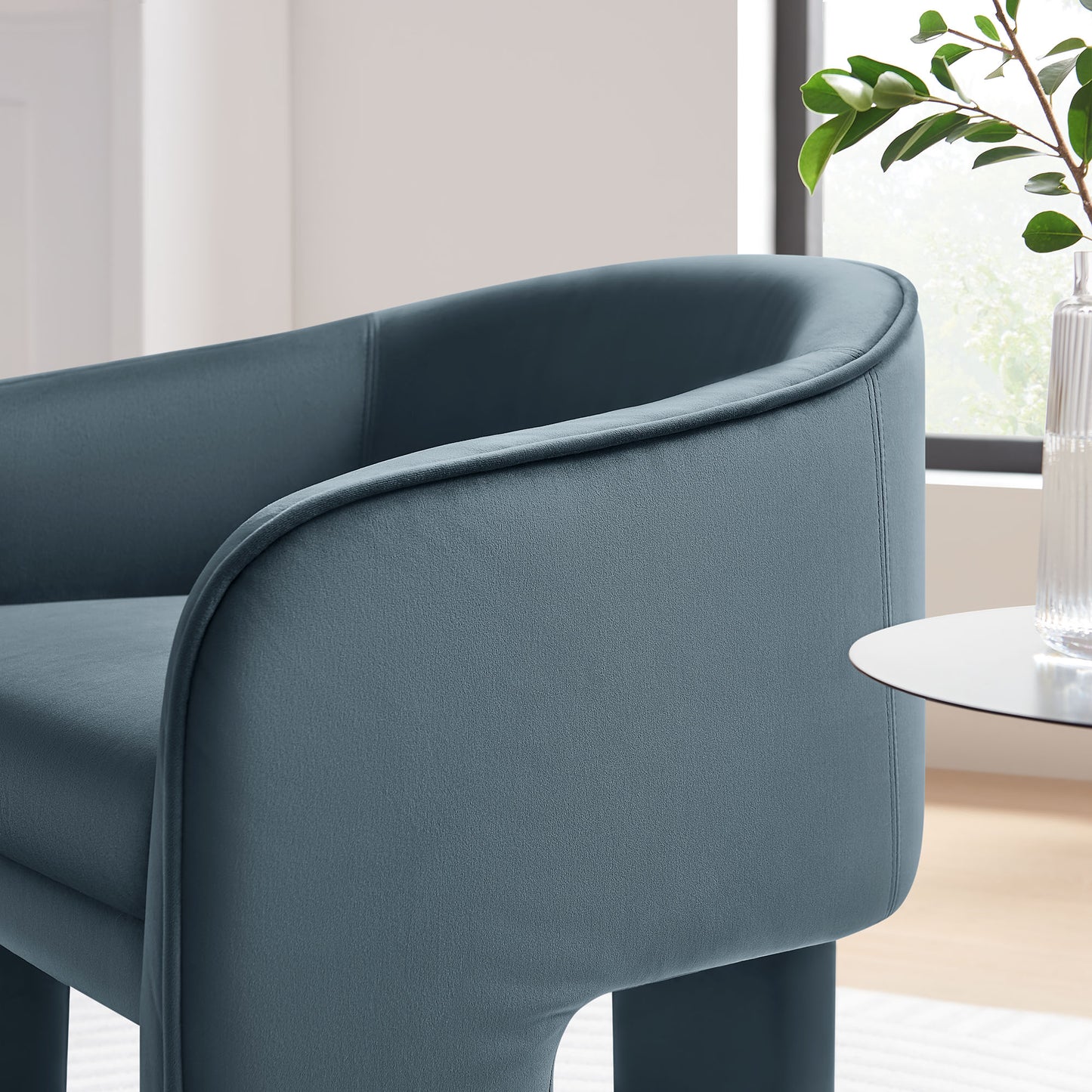 Greer Performance Velvet Upholstered Accent Armchair by Furniture For America