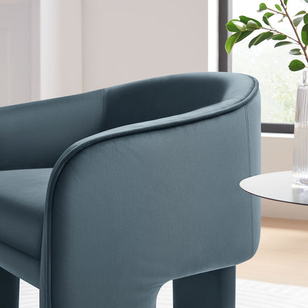 Greer Performance Velvet Upholstered Accent Armchair in Cadet Blue