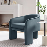 Knox Performance Velvet Upholstered Accent Armchair in Cadet Blue