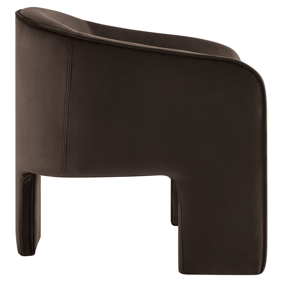 Knox Performance Velvet Upholstered Accent Armchair in Chocolate Brown