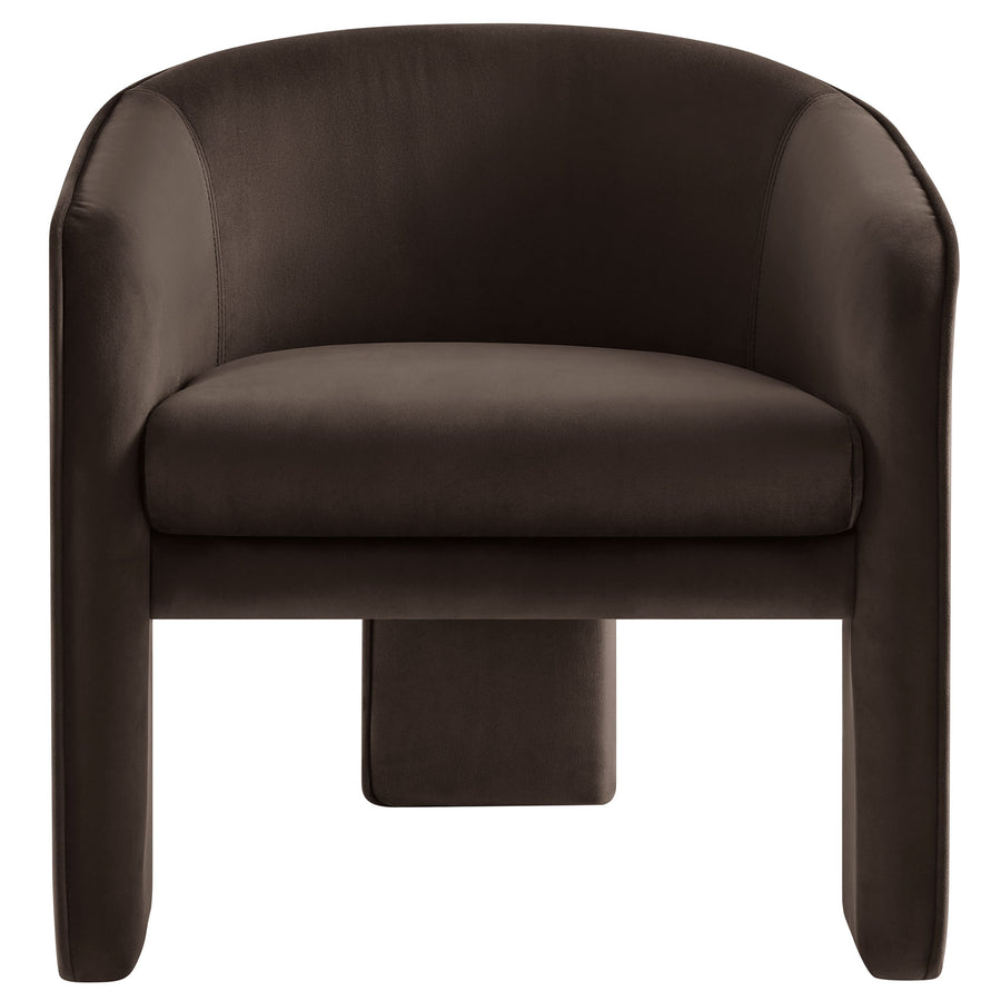 Knox Performance Velvet Upholstered Accent Armchair in Chocolate Brown