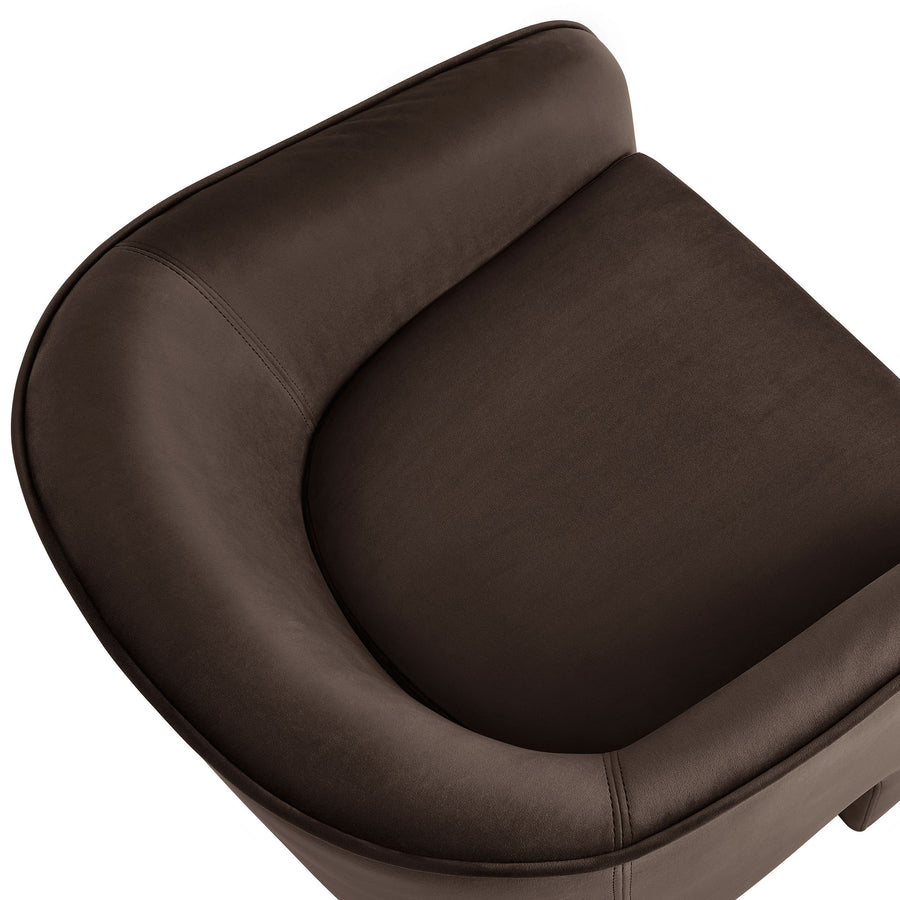 Knox Performance Velvet Upholstered Accent Armchair in Chocolate Brown